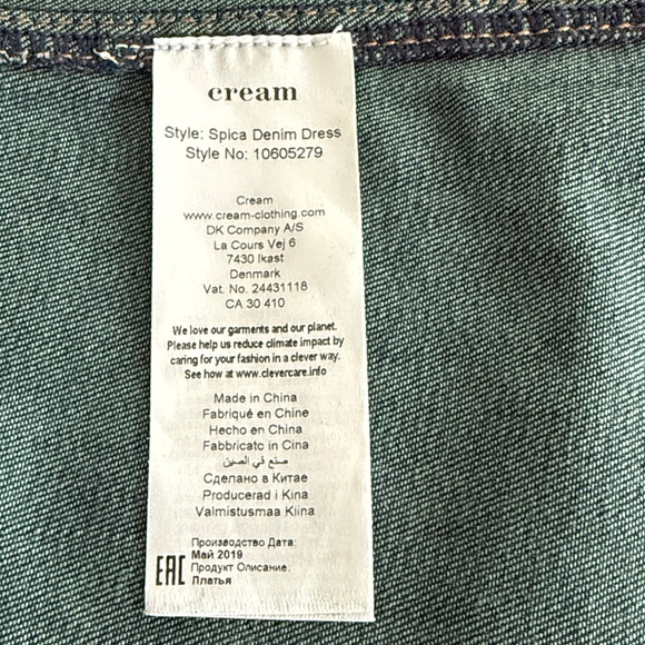 Denim Shirtdress by CREAM (Denmark) Dark Blue stretch Metal buttons knee length - Picture 10 of 12